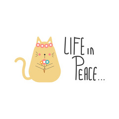 cute hand drawn cats illustration. for fabric, print, textile, wallpaper, apparel