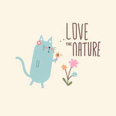 cute hand drawn cats illustration. for fabric, print, textile, wallpaper, apparel
