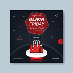 Black Friday Social Media post banner or poster ads design template
