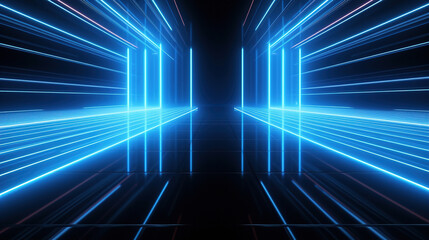 Glowing Lines in the Neon Tunnel.Generative Ai