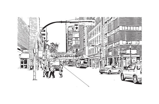 recommend clip art: Building view with landmark of Regina is the 
                    city in Canada.Hand drawn sketch illustration in vector.