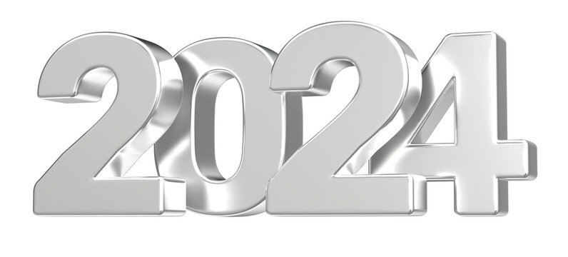 happy new year number 2024  3d render