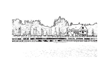 Fototapeta premium Building view with landmark of Regina is the city in Canada.Hand drawn sketch illustration in vector.