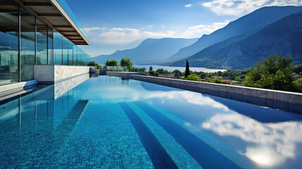 Fototapeta premium pool in the luxury hotel.Generative Ai