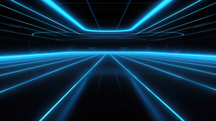 Glowing Lines in the Neon Tunnel.Generative Ai