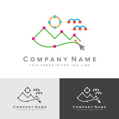 Nature Landscape with Mountain Flying Birds and Sun design with Anchor Points and Pen Tool of a Vector Software Learning