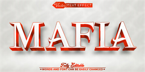 Luxury Elegant Red and White Shiny Mafia Vector Editable Text Effect Template
