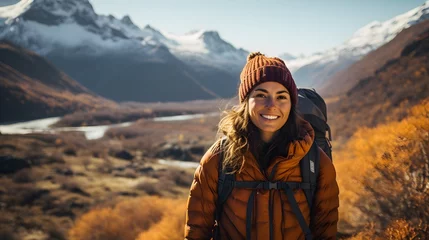Tuinposter Bosweg Nordic Expedition: Young Filipino Woman Hiking Through Norway to Greenland