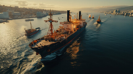 Obraz premium tanker boats on port.Generative Ai