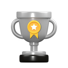 Winner trophy. The silver trophy. icon 3d rendering illustration.