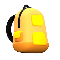 Yellow backpack .Back to school. icon 3d rendering illustration.