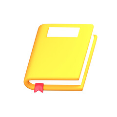 Yellow book with red bookmark. 3d rendering illustration.