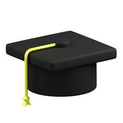 Black Graduation Cap with Degree. icon 3d rendering illustration.