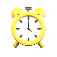3d minimal yellow alarm clock icon symbol watch design illustration