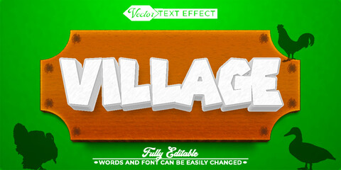 Cartoon White Village Vector Editable Text Effect Template © Anka Design