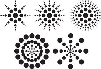 Spiral and swirl motion twisting circles design element set - obrazy, fototapety, plakaty