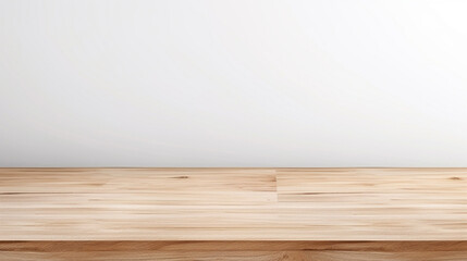 Empty wood table beautiful wooden with white textured wall background Ready for editing, showcasing Generative Ai.