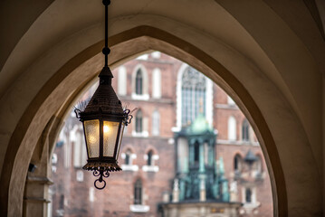 archway in the cloth halls in Krakow