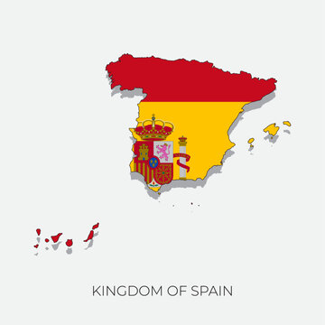 Spain map and flag. Detailed silhouette vector illustration
