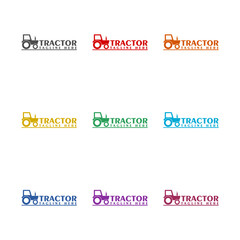 Tractor logo template icon isolated on white background. Set icons colorful