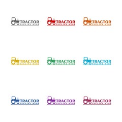 Tractor logo template icon isolated on white background. Set icons colorful
