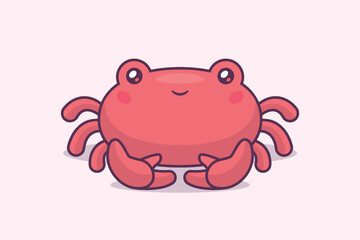 Cute red crab kawaii character vector cartoon illustration