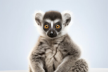 Fototapeta premium a lemur sitting on a table with its eyes open