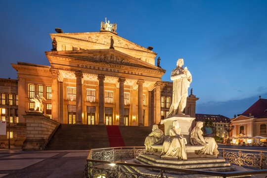 Historic Konzerthaus Berlin (concert hall) with Schiller Monument, Gendarmenmarkt square, Berlin, Germany