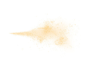Golden dust cloud with sparkles isolated on transparent background. Stardust sparkling background. Glowing glitter smoke or splash. PNG.