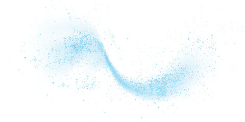 Blue dust cloud with sparkles isolated on transparent background. Stardust sparkling background. Glowing glitter smoke or splash. PNG.