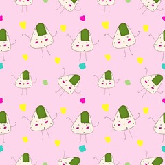 Seamless abstract background.Multicolor texture.Rice ball food backdrop.Cooking background.Cute food pattern.Simple backdrop.Wallpaper illustration.Texture composite background.wrapping paper pattern.