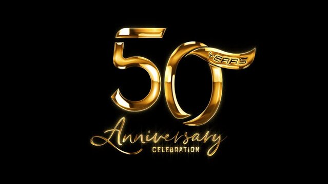 50th birthday or anniversary luxury gold. Greeting for the 50th Anniversary Celebration in Alpha Channel on Transparent Background. Excellent for greetings, celebrations, events, festivals, and gifts.