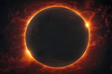 The moon covers the sun in a beautiful solar eclipse - obrazy, fototapety, plakaty