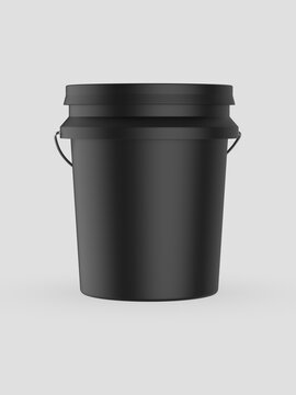 Plastic Paint Bucket For Mockup Blank Template Design And Branding, 3d illustration.