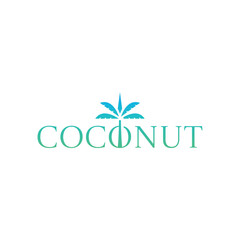 Minimalist coconut palm tree typography logo