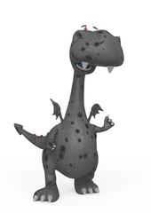 baby dragon is happy and also laughing on white background