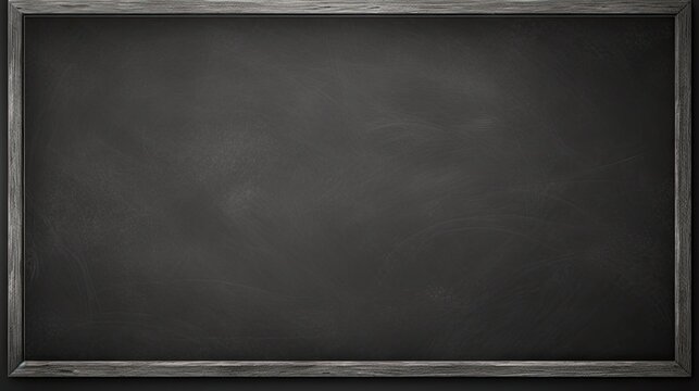 a horizontal format of a black chalkboard as a background with space for copy in Education-themed, photorealistic illustrations in JPG.  Generative ai