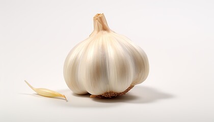 Close up Garlic. White Background. 