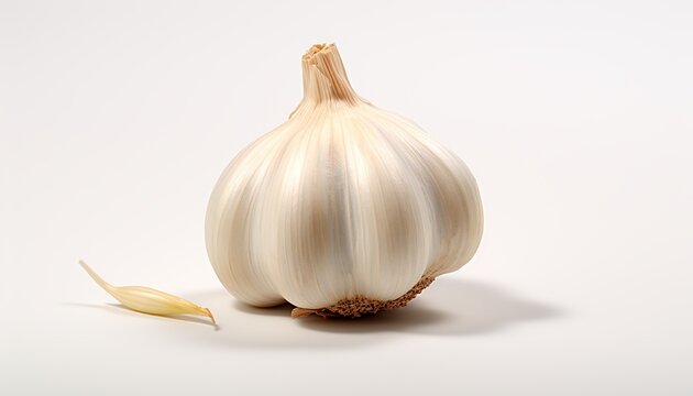 Close up Garlic. White Background. 
