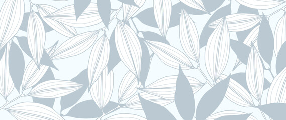 Pale blue botanical background with branches and leaves. Background for decor, covers, postcards and presentations.