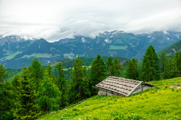Fototapeta na wymiar Wanderung durch die wunderschönen Berchtesgadener Alpen zum Watzmann - Berchtesgaden - Bayern - Deutschland