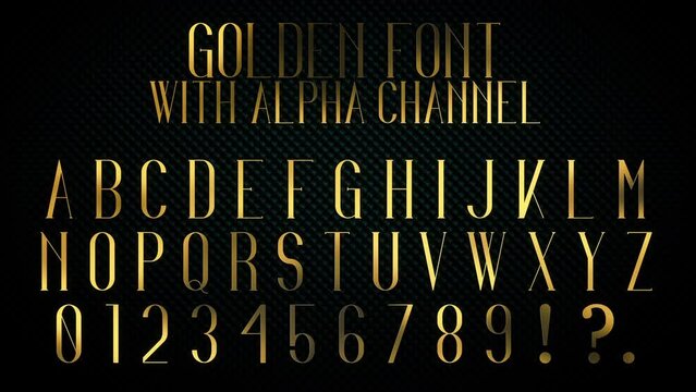 Premium golden isolated alphabet font with alpha channel. Elegant gold metal chrome letters. Typography classic style vip font set for title. Luxury text effect. Casino royal or grand hotel text logo