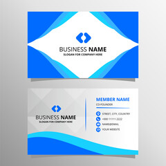 Abstract Blue Colored Business Card With Curved Shapes