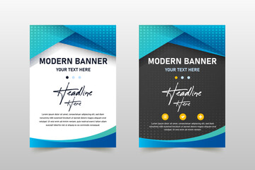 Abstract Elegant Gradient Diagonal Banner Template With Black and Blue Shapes © Vectoro
