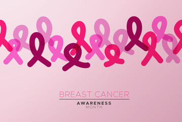 Breast Cancer awareness pink ribbons pattern card illustration