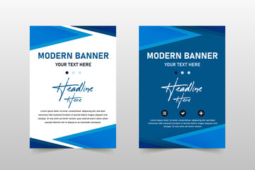 Abstract Geometric Blue Dotted Banner Template
