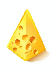 Piece of cheese isolated on white background. Top view. Generative AI.