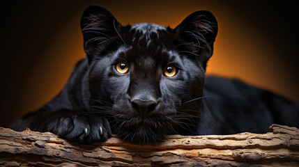 Black panther on a dark background, soft light.