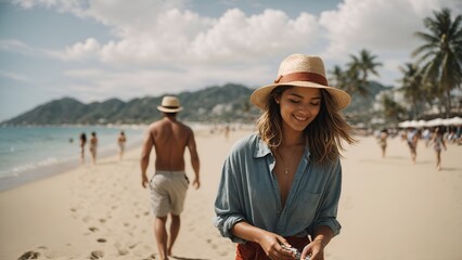 Fototapeta premium woman on the beach