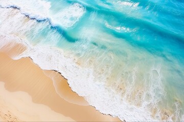 Fototapeta na wymiar Coastal Flooding: Aerial View of Beautiful Blue Seascape with Erosion on Beachfront After Seacoast Flooding: Generative AI
